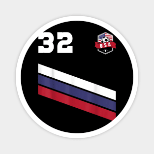 American USA Flag Soccer Jersey Favorite Lucky Number 32 Women Men Magnet